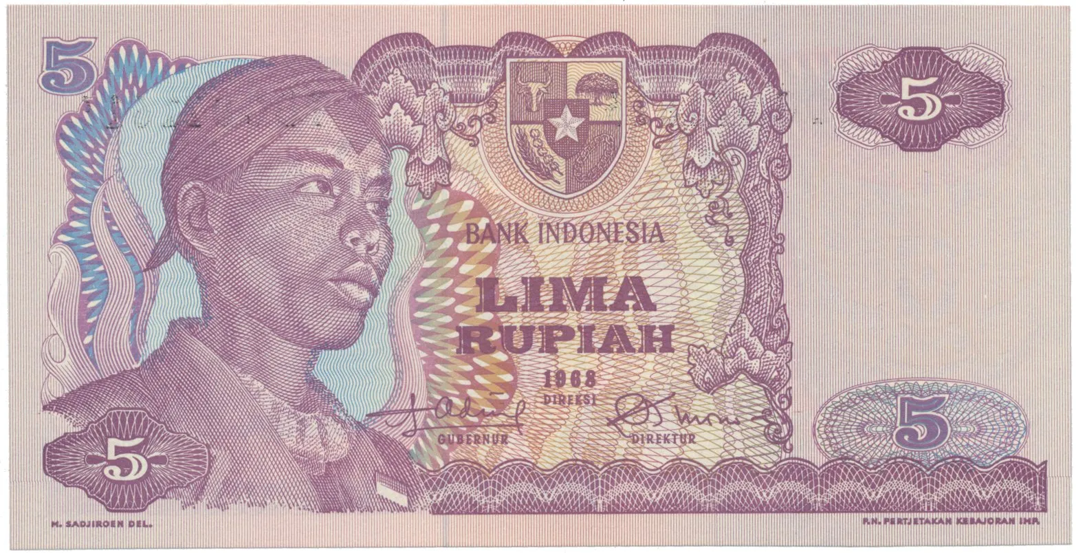 Indonésie, 5 Rupiah 1968, P.104