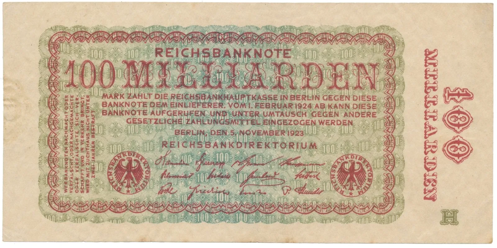 Německo, 100 Millionen Mark 1923, Ro.130b
