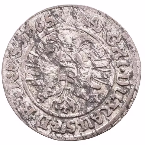 3 Krejcar 1665 SH, Vratislav-Hammerschmidt, Hal.1618, patina, vady střížku