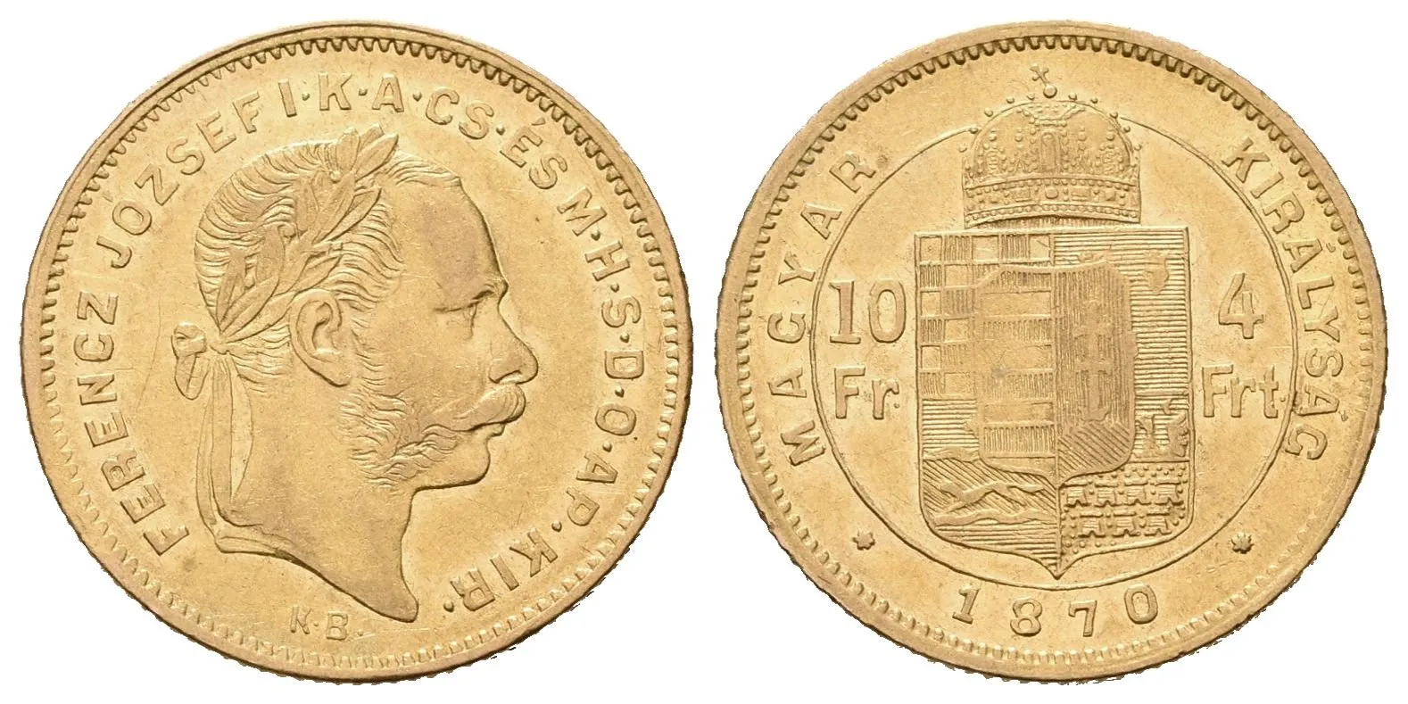 4 Zlatník / 10 Frank 1870 KB