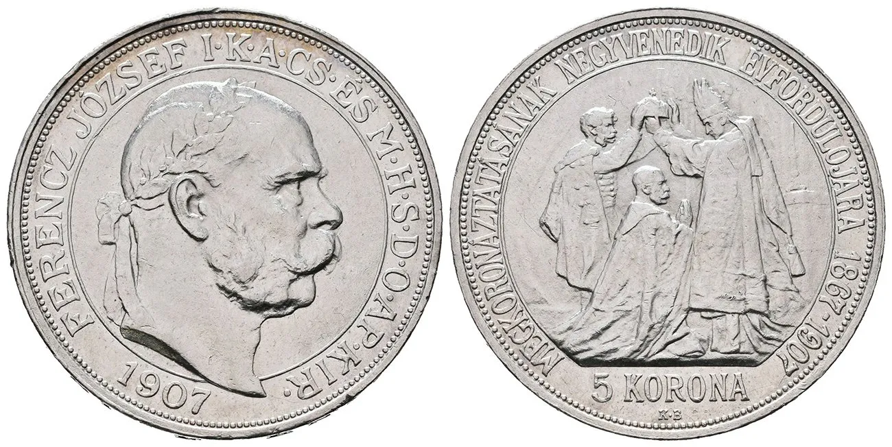5 Koruna 1907 KB - korunovační