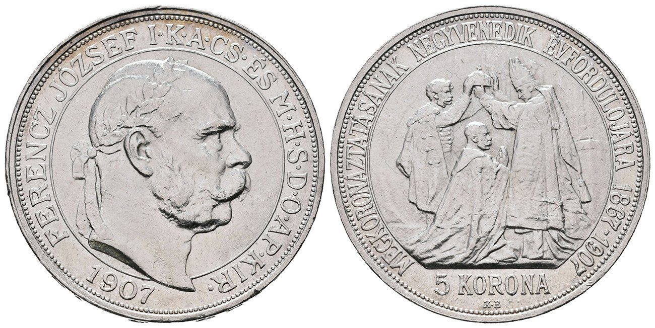 5 Koruna 1907 KB - korunovační