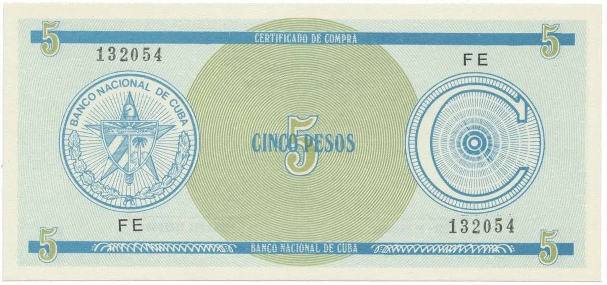Kuba, 5 Pesos b.d., série C - 1. vydání, P.FX13
