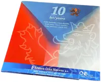 Sada oběžných mincí 2003, etue s certifikátem, pamětní medaile 10 Kč - 10. výročí — 1