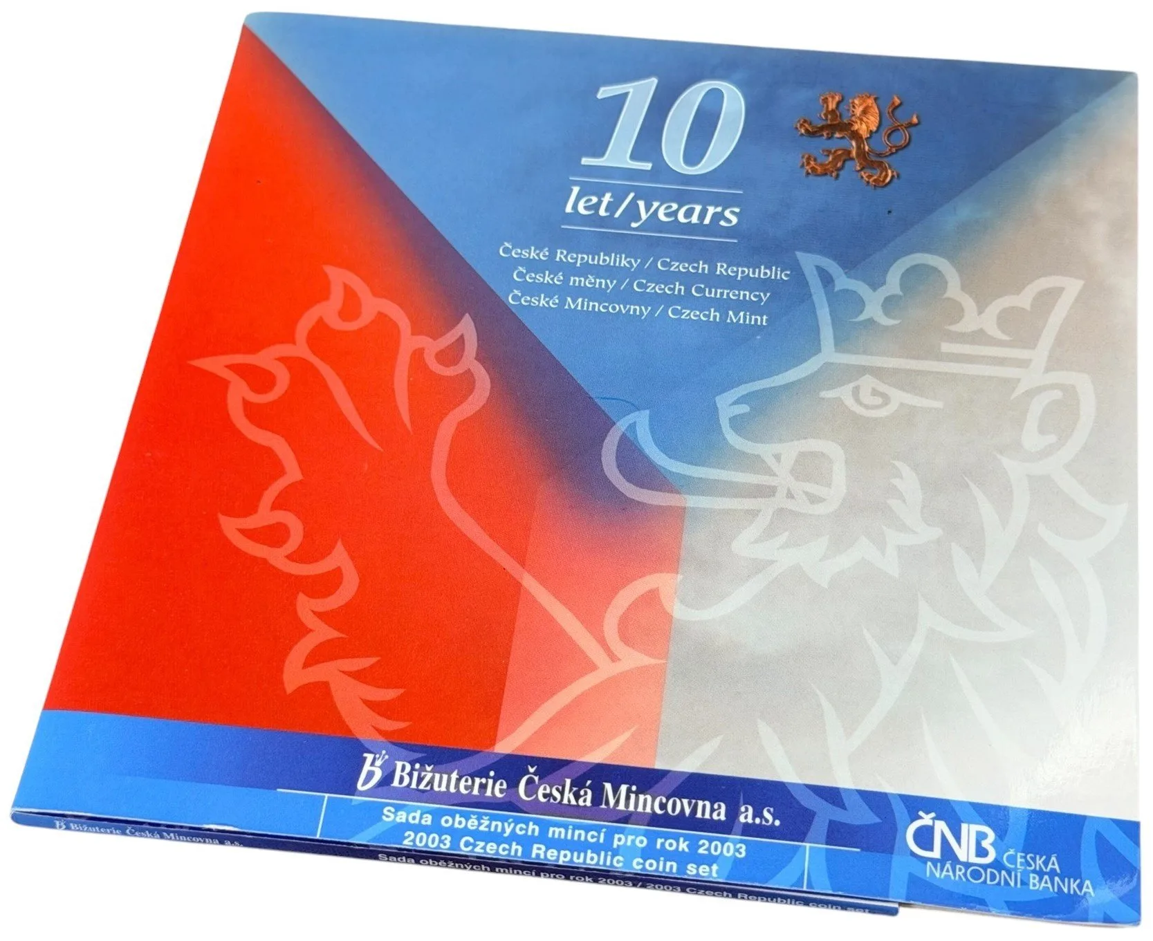 Sada oběžných mincí 2003, etue s certifikátem, pamětní medaile 10 Kč - 10. výročí — 1