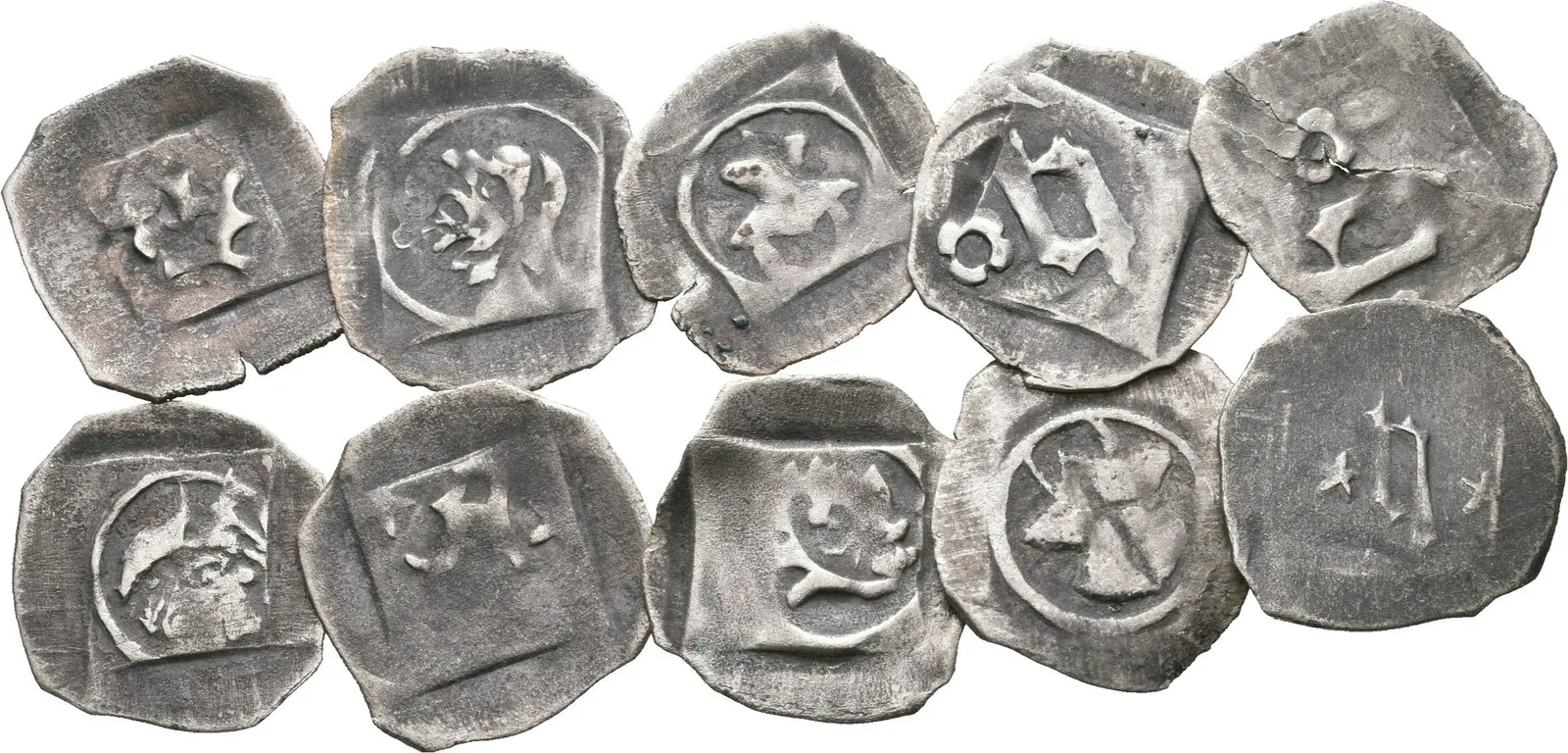 Soubor mincí - Pfennig se čtyřrázem, minc. Landshut, Rad.44-49 — 1