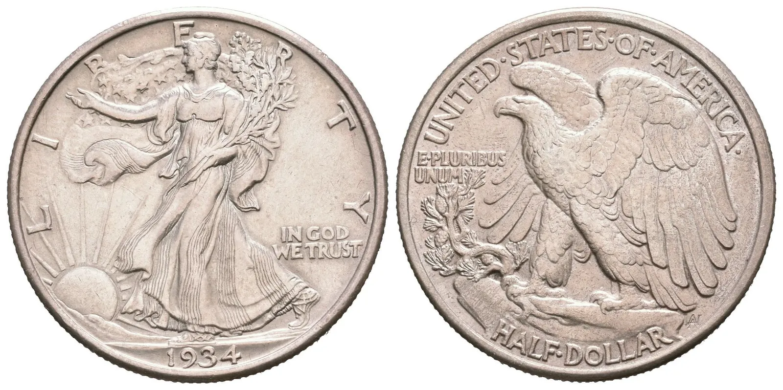 1/2 Dollar 1934, KM.142, pěkná zachovalost, patina — 1