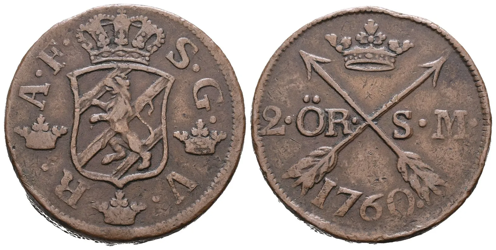 Švédsko, 2 Öre SM 1760
