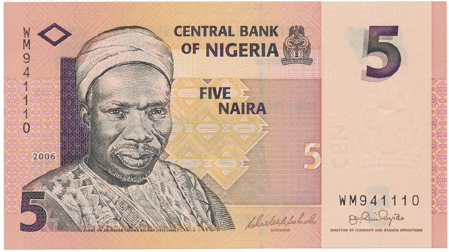 Nigérie, 5 Naira 2006, P.32a