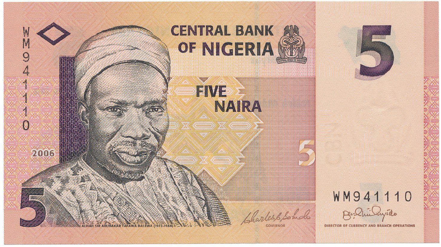 Nigérie, 5 Naira 2006, P.32a