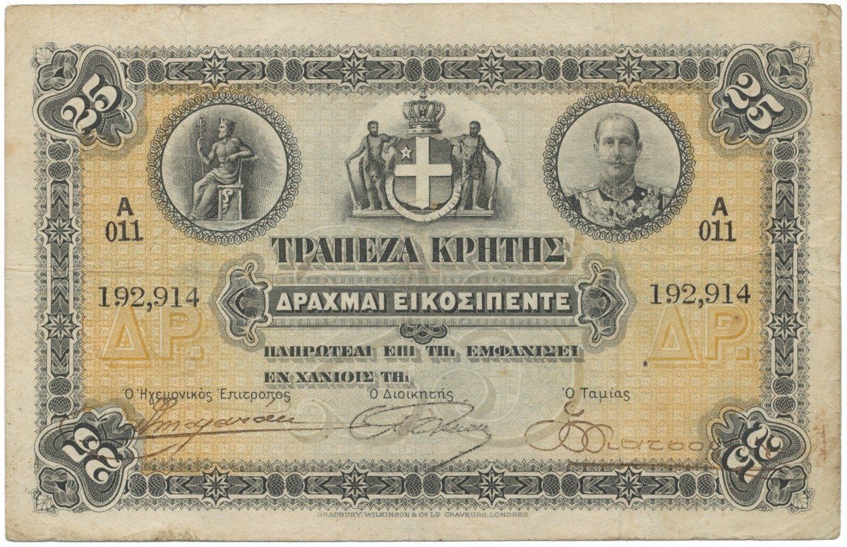 Řecko - Kréta, 25 Drachmai 1909-1915, P.S153