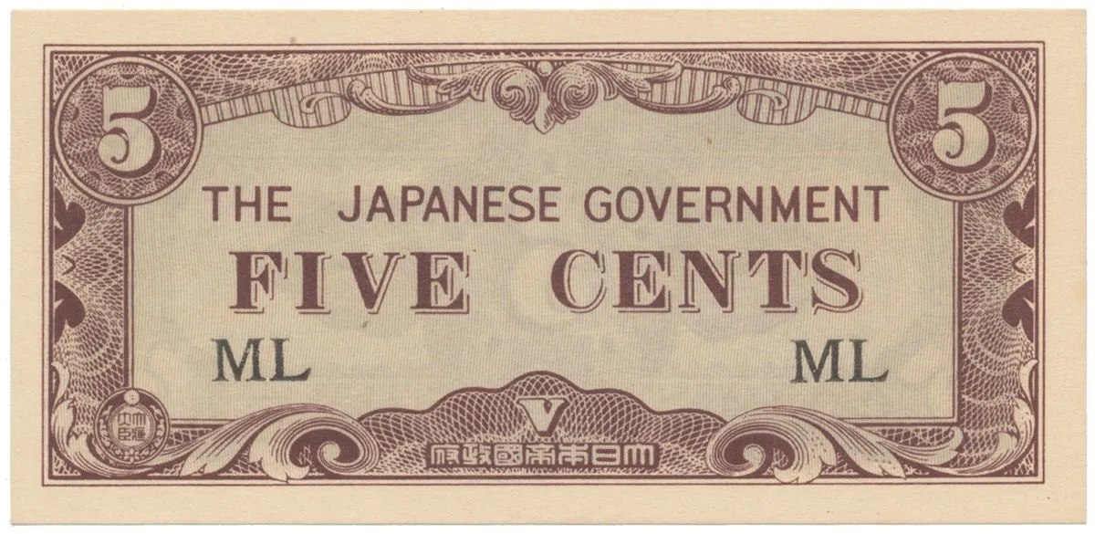Malajsie - japonská okupace, 5 Cents (1942), P.M2a