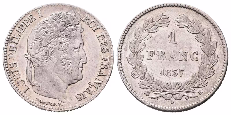 Francie, 1 Franc 1837 B