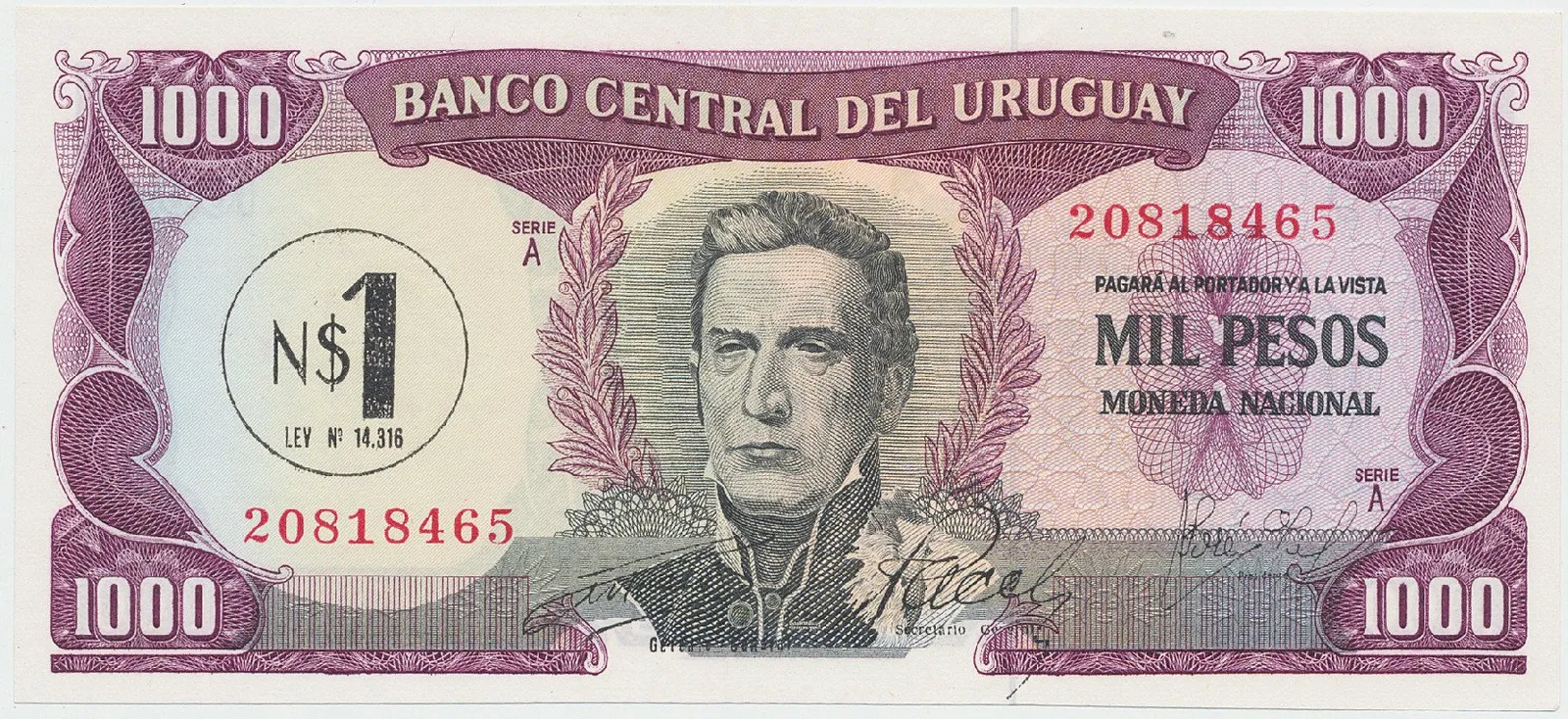Uruguay, 1 Nuevo Peso (1975), P.55