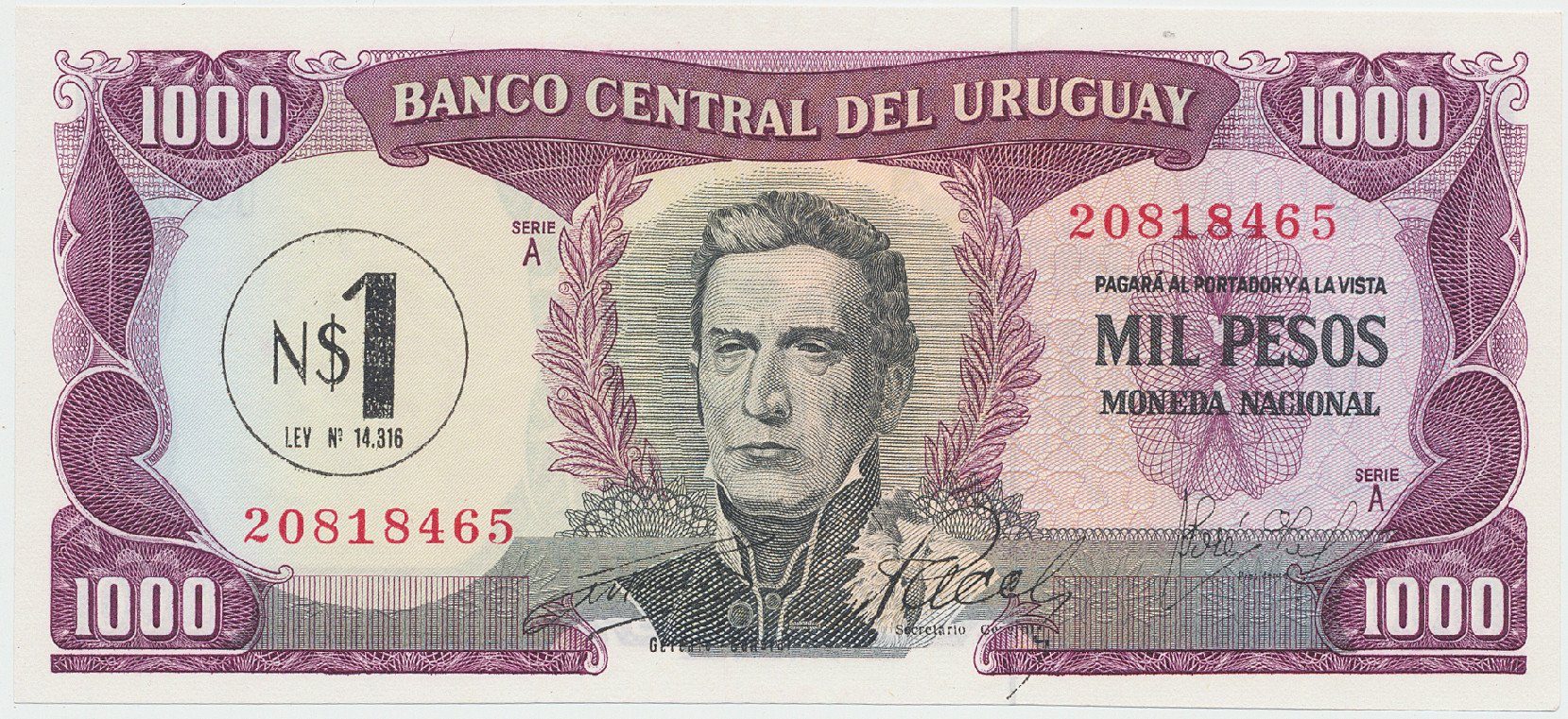 Uruguay, 1 Nuevo Peso (1975), P.55