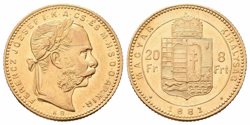 8 Zlatník / 20 Frank 1881 KB