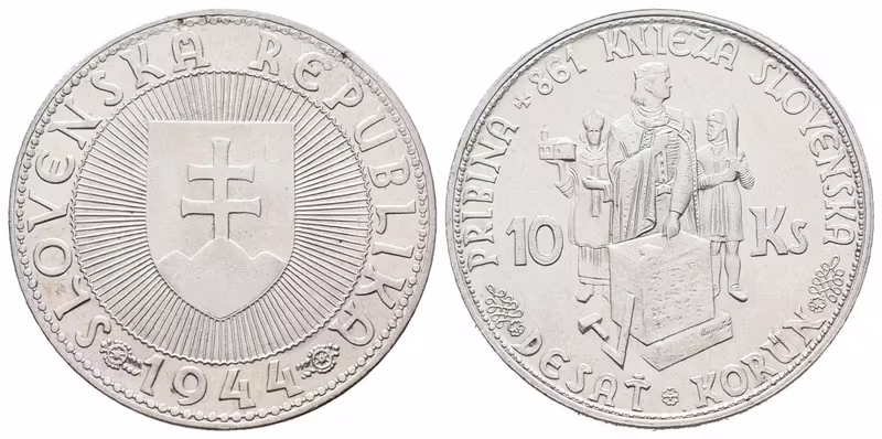 10 Koruna 1944 - s křížkem na kapličce