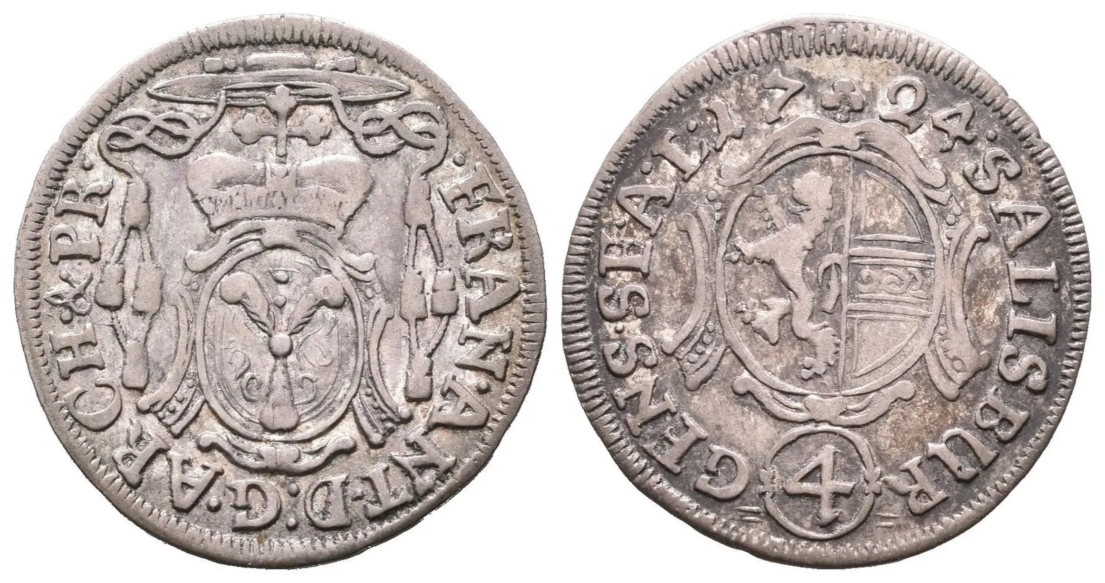 Batzen (4 Krejcar) 1724, Šm.53-D-15, patina, starý sáček — 1