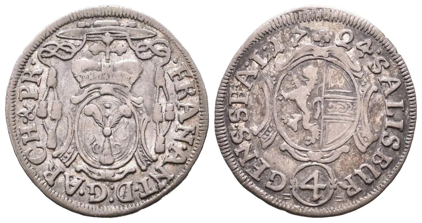 Batzen (4 Krejcar) 1724, Šm.53-D-15, patina, starý sáček — 1