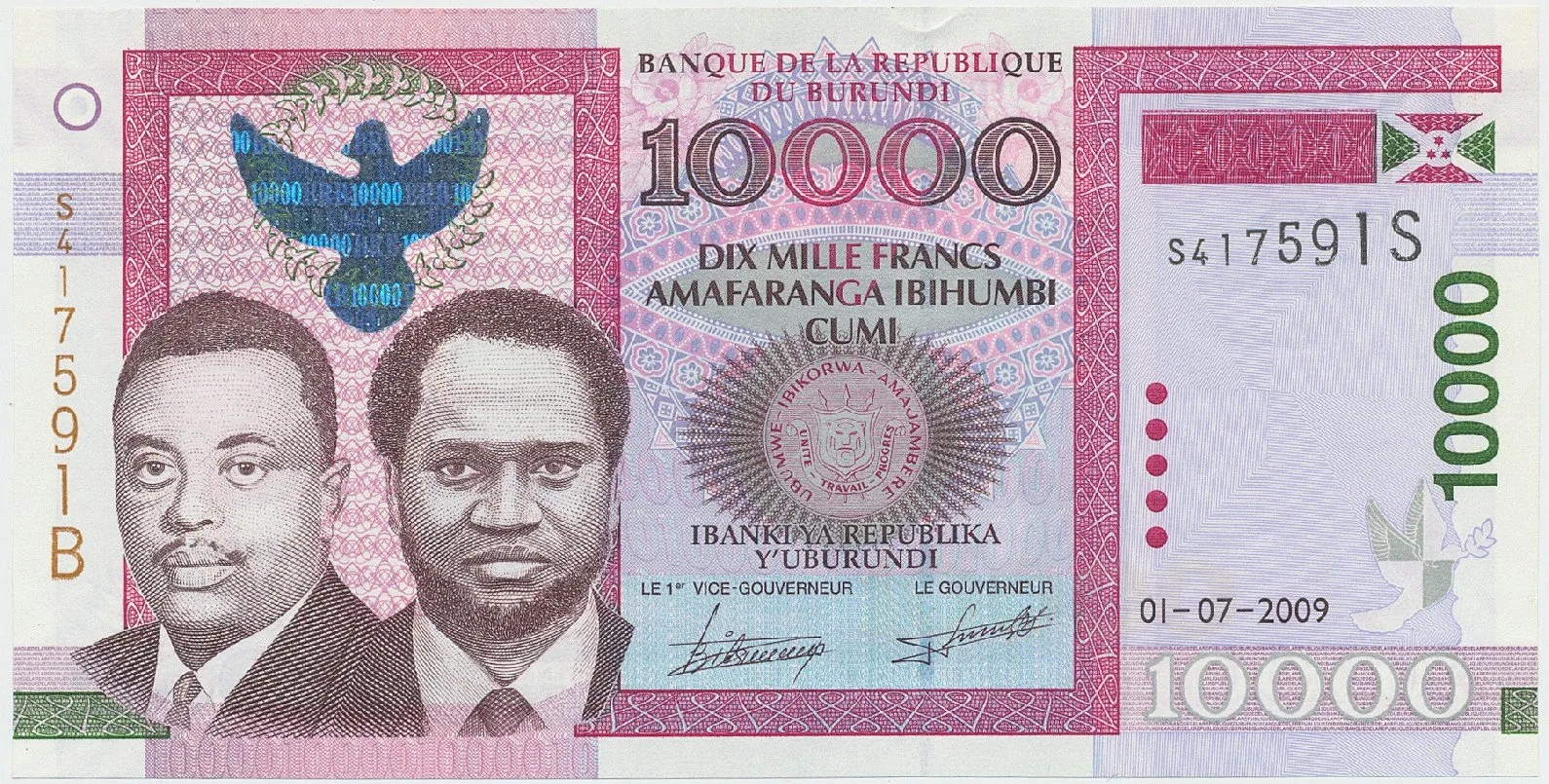 Burundi, 10.000 Francs 2009, P.49