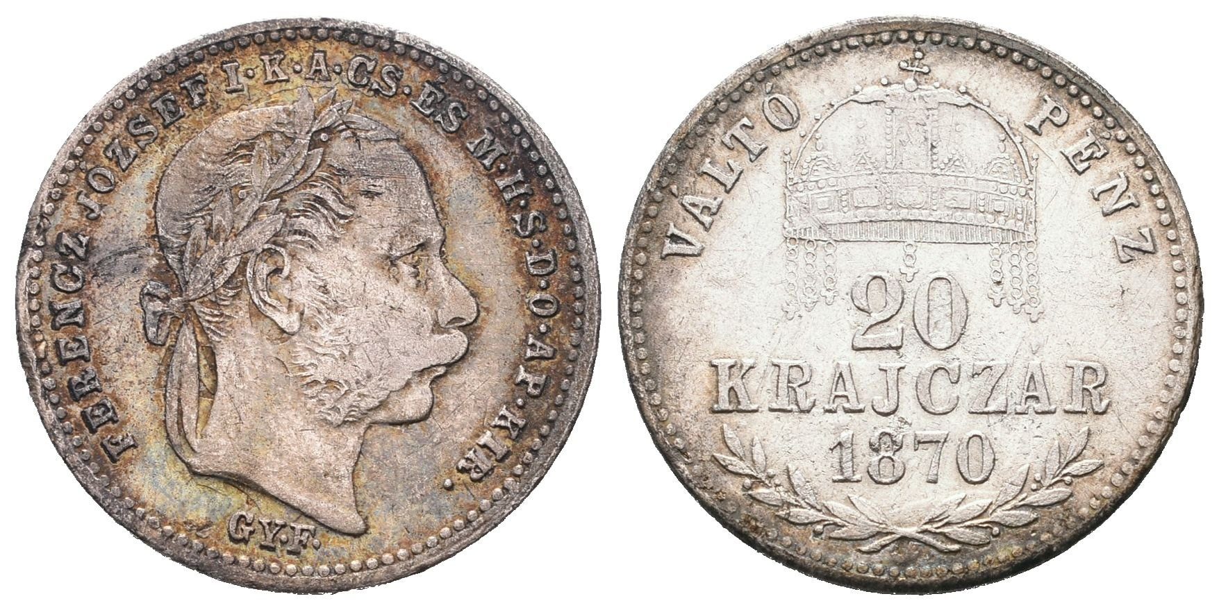 20 Krejcar 1870 GYF