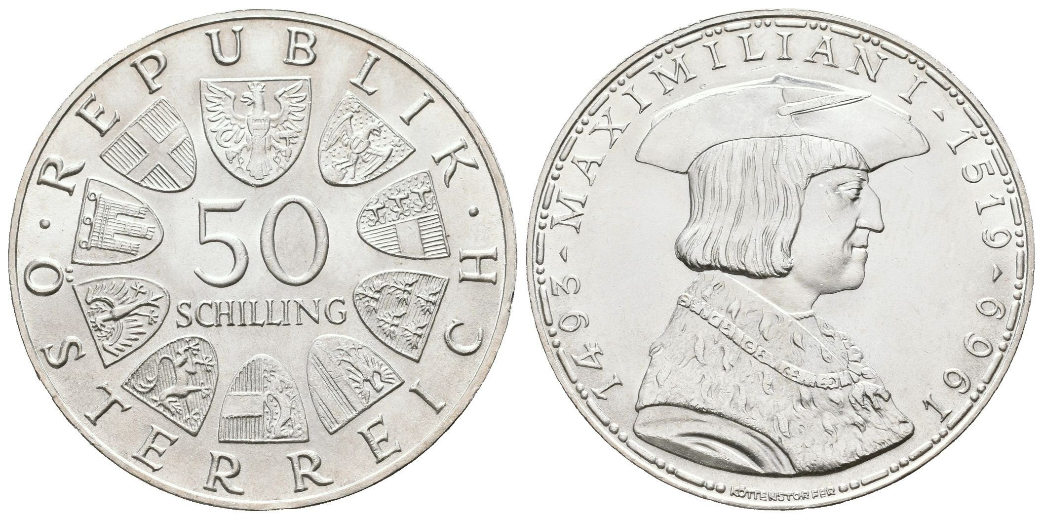 Rakousko, 50 Schilling 1969 - Maximilián