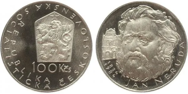 100 Kčs 1984 - Jan Neruda, PROOF