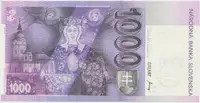 1000 Koruna / 1. 10. 1993, II. vydání, přítisk 1999, mimořádné číslo A00007000, Hej.SK32a - fotografie 2
