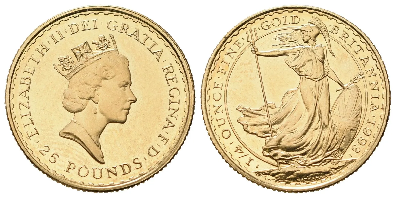 Velká Británie, 25 Pounds 1993 - 1/4 Britannia