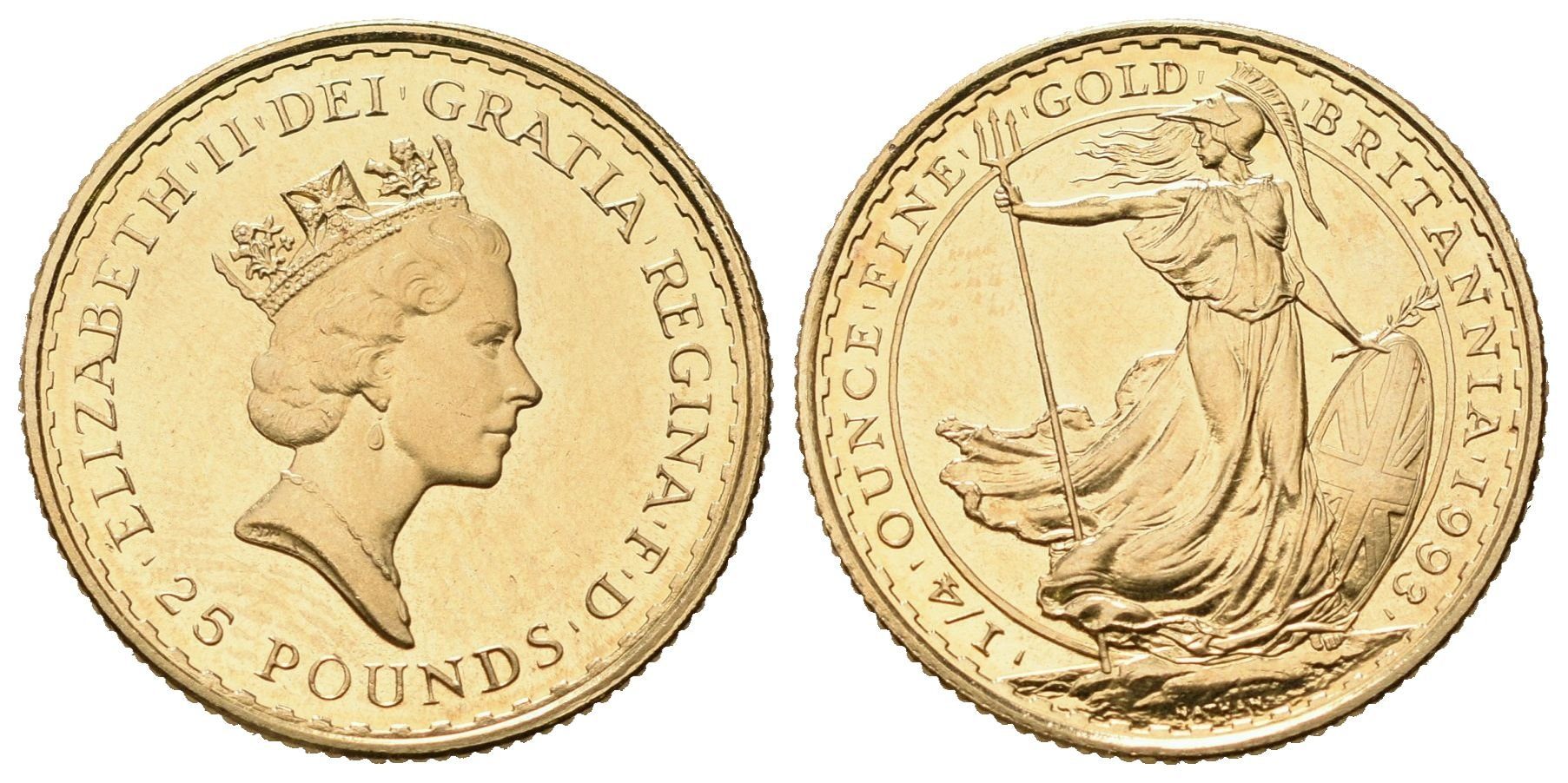 Velká Británie, 25 Pounds 1993 - 1/4 Britannia