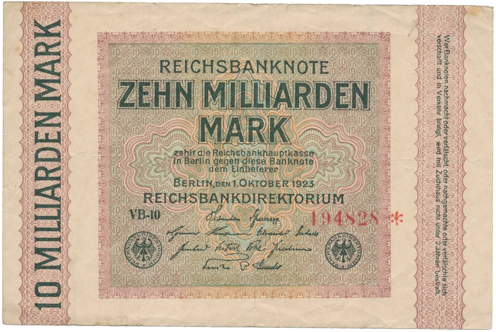 Německo, 10 Milliarden Mark 1923, Ro.114c