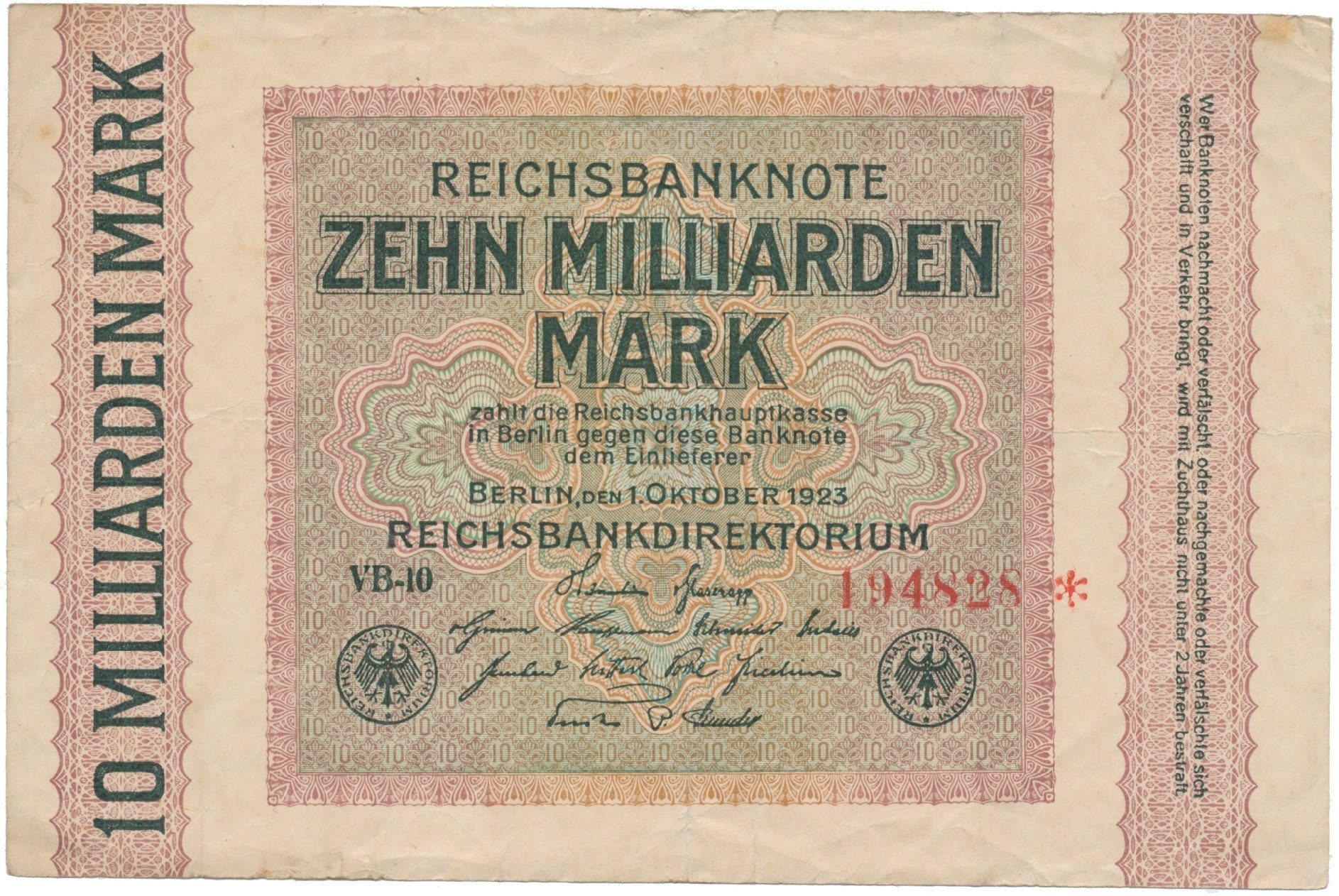 Německo, 10 Milliarden Mark 1923, Ro.114c