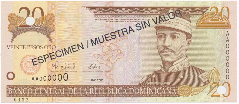 Dominikánská republika, 20 Pesos Oro 2000, P.160s