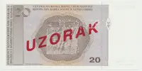 Bosna a Hercegovina, 20 Konvert. Marka (1998), anulát - SPECIMEN, P.65s - fotografie 2