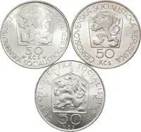 Soubor mincí 50 Kčs 1977 - Ján Kollár, 1978 - Kremnica, Nejedlý, patina, lesk_ — 2
