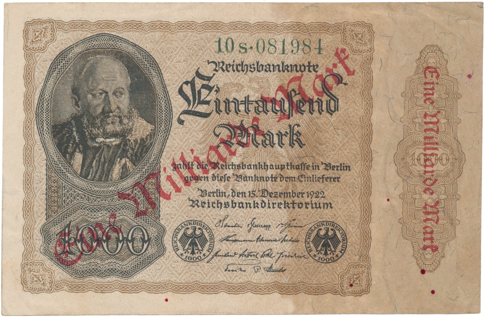 Německo, 1 Milliarde Mark 1923, Ro.110b