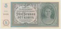 Protektorát Čechy a Morava, 5 Koruna b.d. (1940), tisk TB NBČM, série B, perf. NEPLATNÉ, Hej.31aB.S2