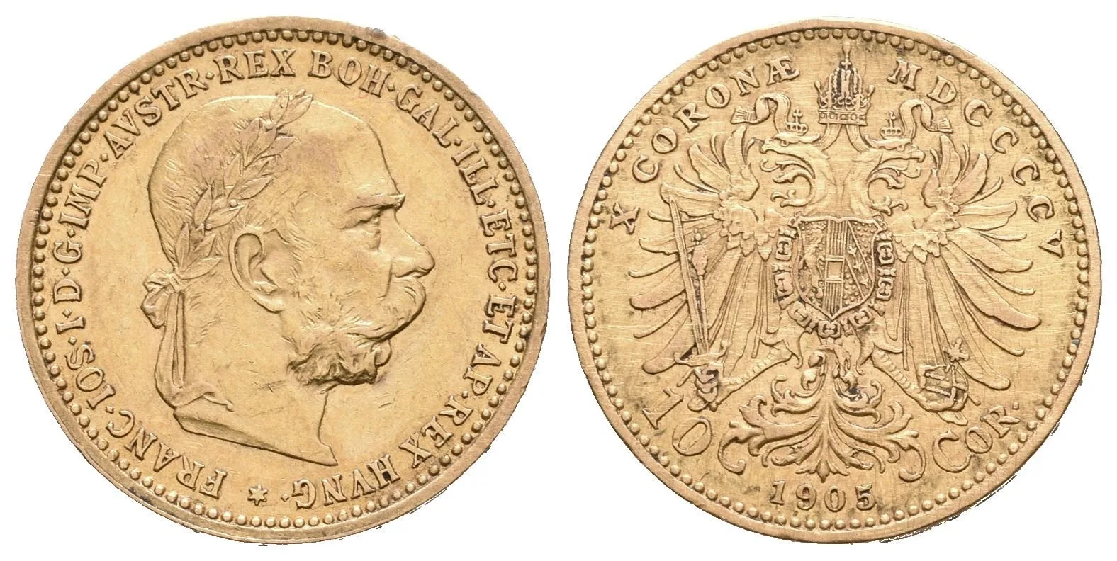 10 Koruna 1905, pěkná zachovalost, patina, drobné rysky — 1