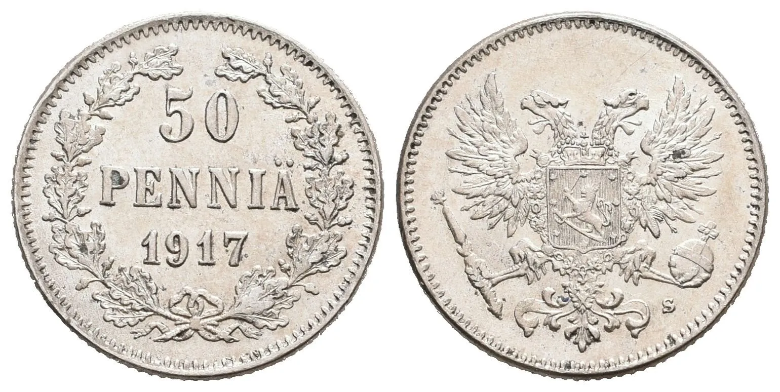 Finsko pod Ruskem, 50 Penniä 1917 - bez koruny