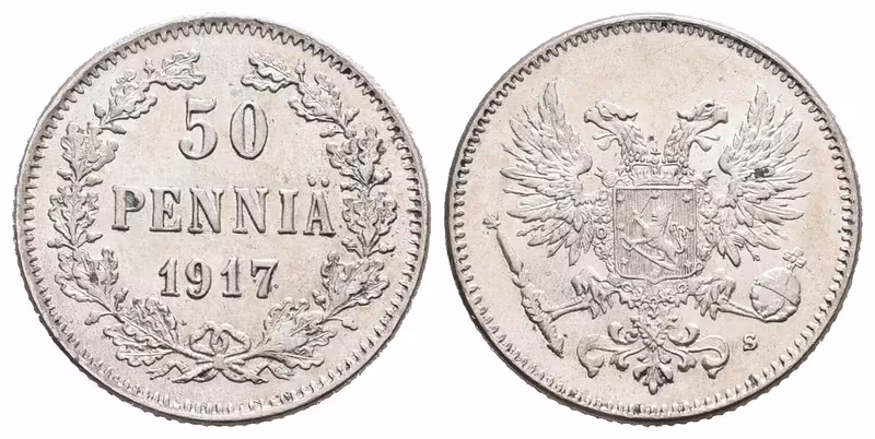 Finsko pod Ruskem, 50 Penniä 1917 - bez koruny