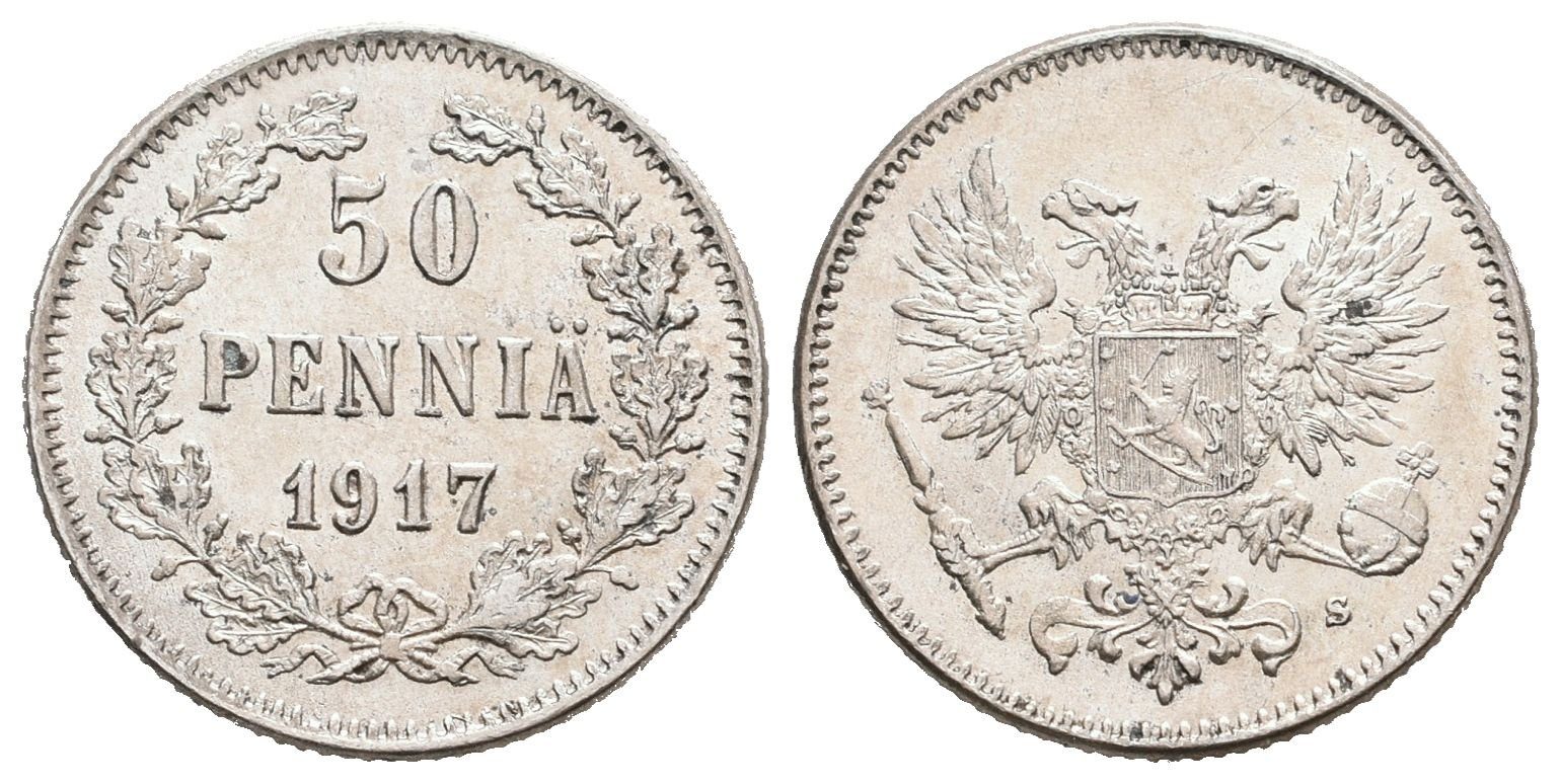 Finsko pod Ruskem, 50 Penniä 1917 - bez koruny