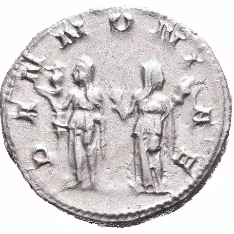 Antoninian, 249 - 251, Rv: PANNONIAE, dvě stojící Pannonie čelně vedle sebe,