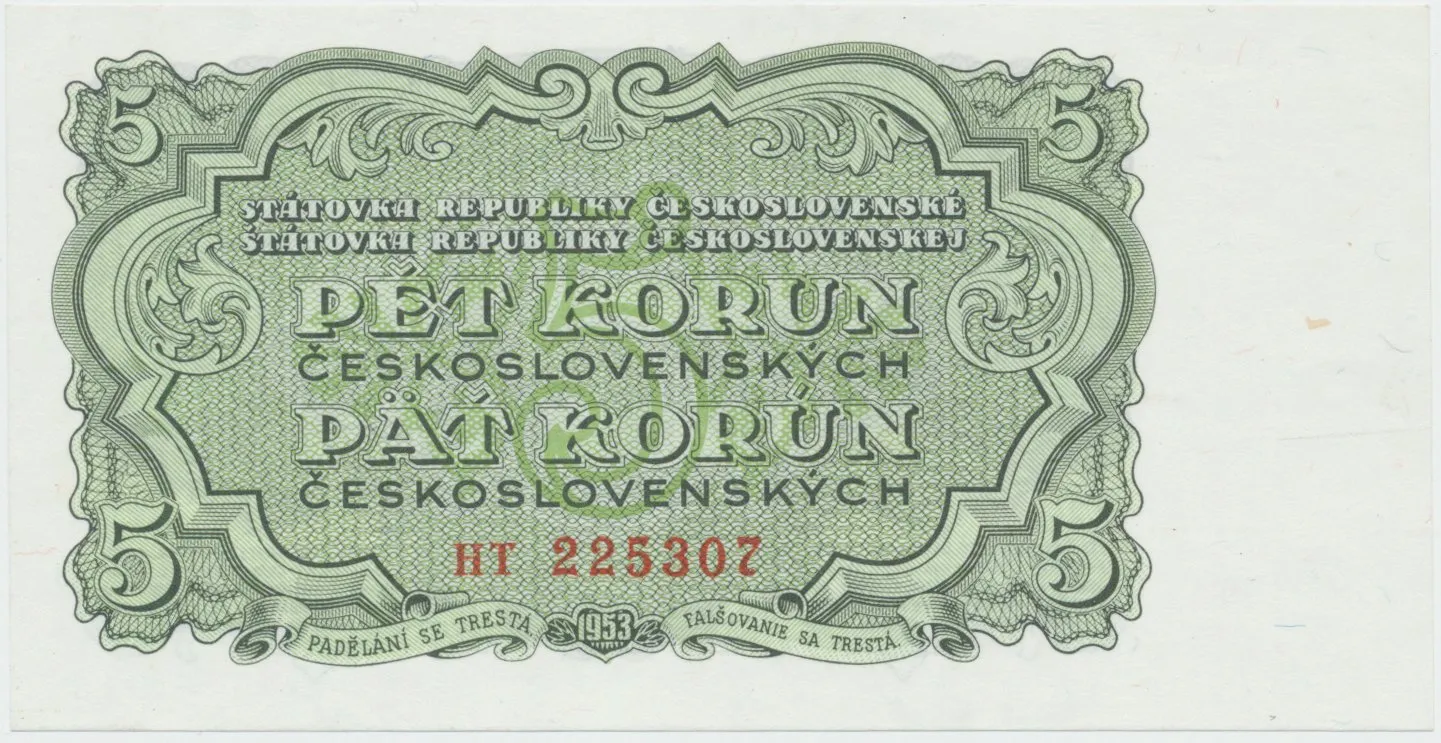Československo, 5 Koruna 1953, tisk Praha, série HT, Hej.91b1