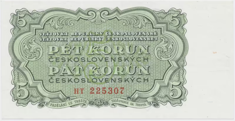 Československo, 5 Koruna 1953, tisk Praha, série HT, Hej.91b1