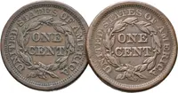 1 Cent 1855, 1856, KM.67, patina, rysky a drobné hranky_2 ks — 2