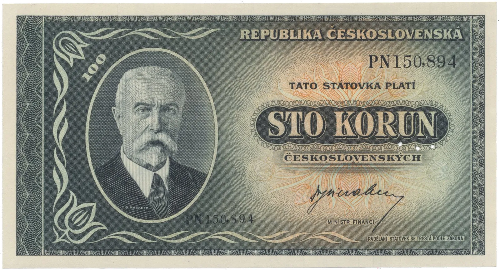 100 Koruna b.d. (1945), série PN, Hej.74a.S2
