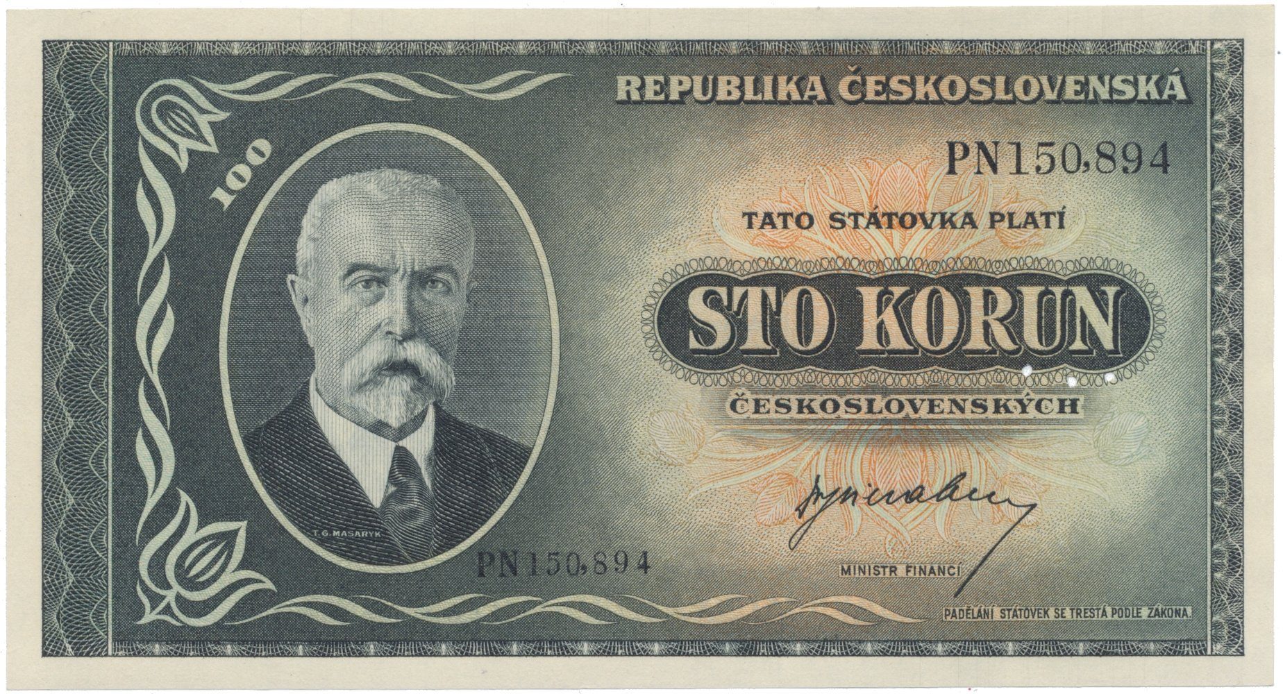 100 Koruna b.d. (1945), série PN, Hej.74a.S2