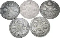 Soubor mincí - Tolar křížový 1795 H, Günzburg (2x), 1796 B a 1796 M (2x), — 2