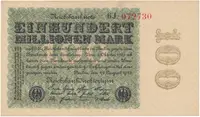 Německo, 100 Millionen Mark 1923, Kreuzblütten, Ro.106h
