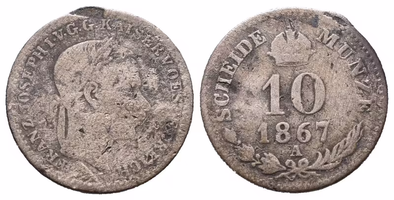 10 Krejcar 1867 A
